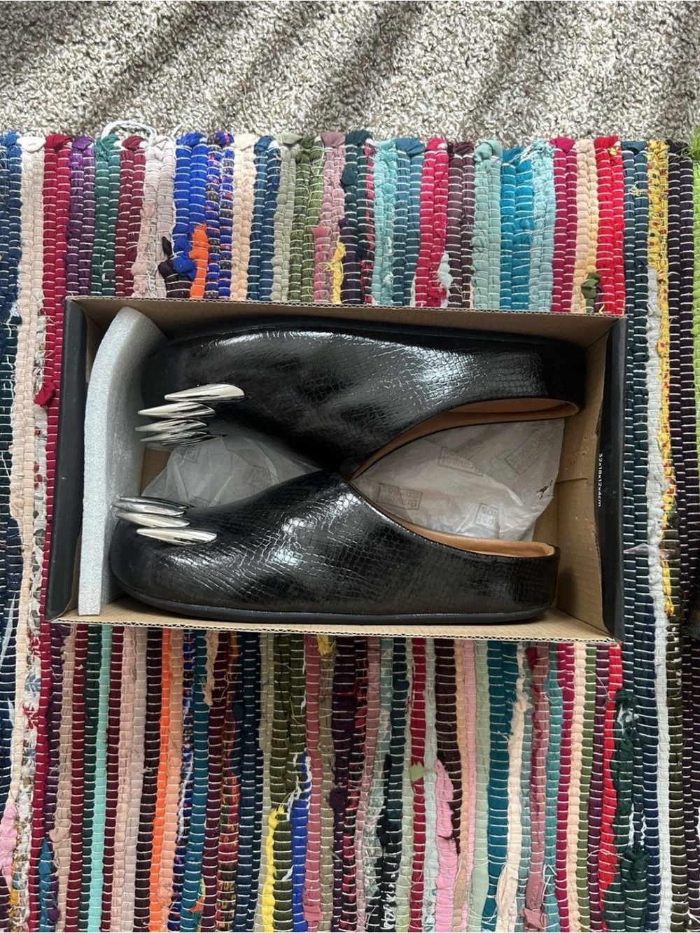 Bravest Studios Black Snakeskin Claw Mules
